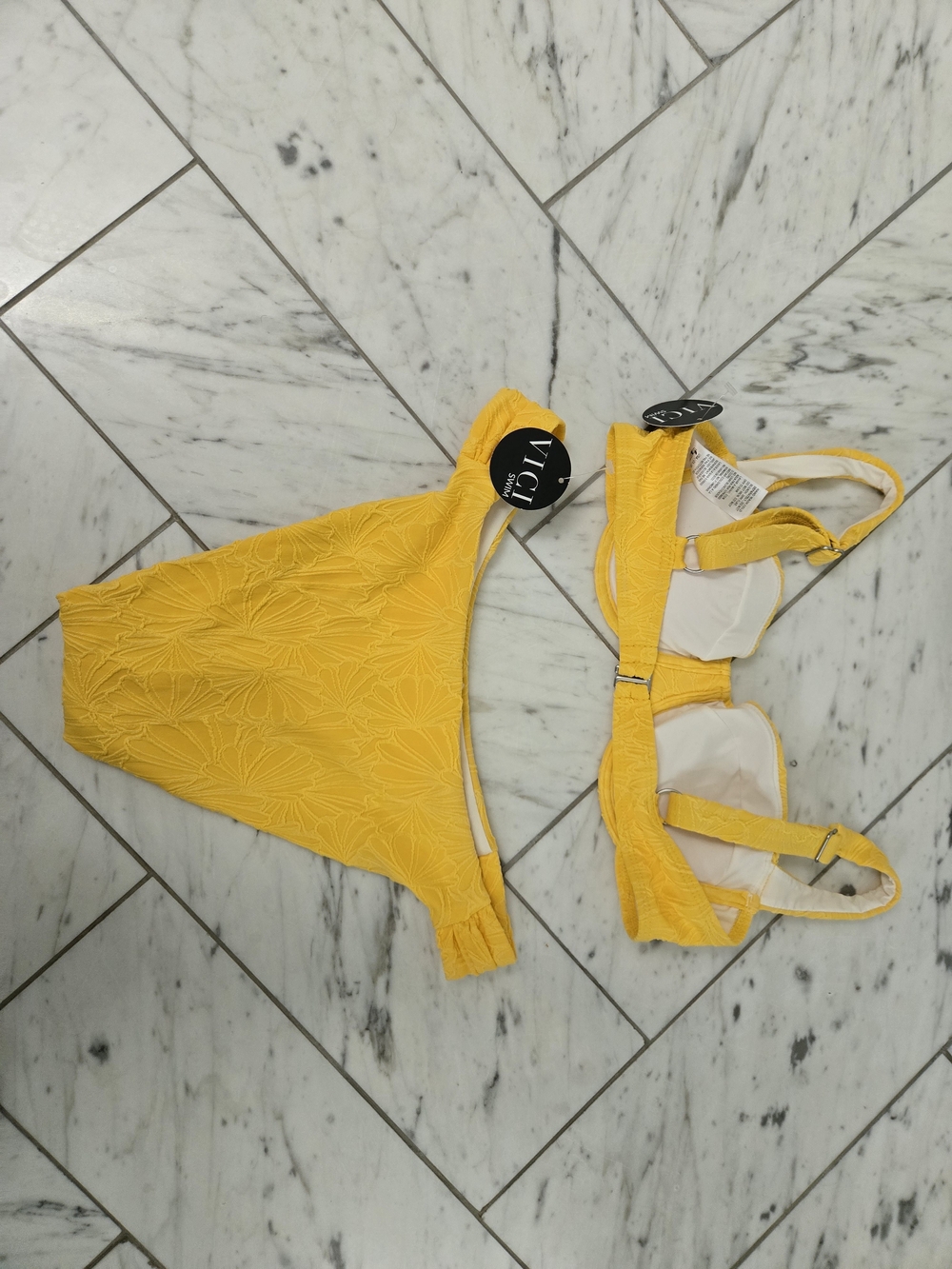 Vici Yellow Textured Underwire Bikini Set - Picture 6 of 8